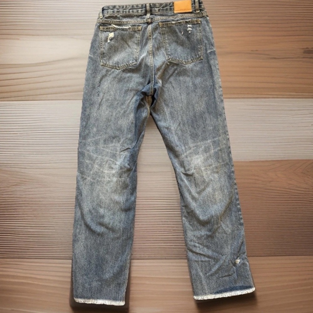 AVEC LES FILLES Jeans Womens Size 28 Light Blue Wash Distressed Baggy Button Fly - Picture 5 of 8